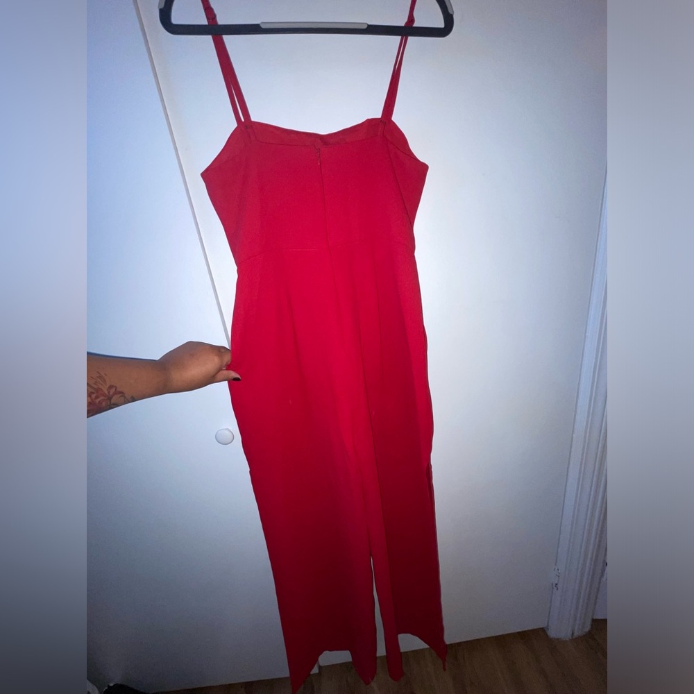 Red Slit Jumpsuit - Picture 6 of 14